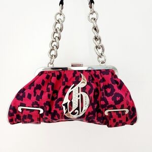 Retro red leopard print clutch hand bag